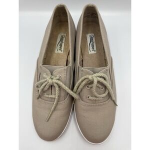 Grasshoppers Womens Beige Canvas Lace Up Casual Sneakers Size 8M